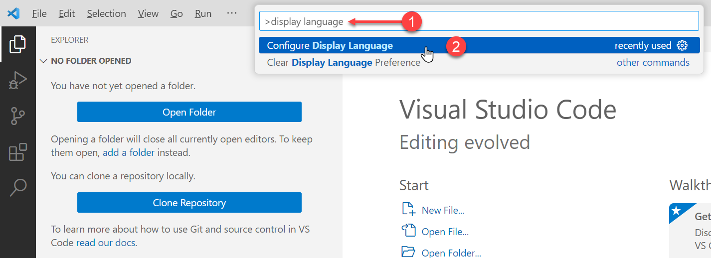 按下 `F1` 並輸入 `>display language` 並選擇 `Configure Display Language`
